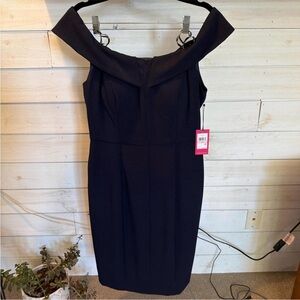 Vince Camuto Navy Off the Shoulder Dress